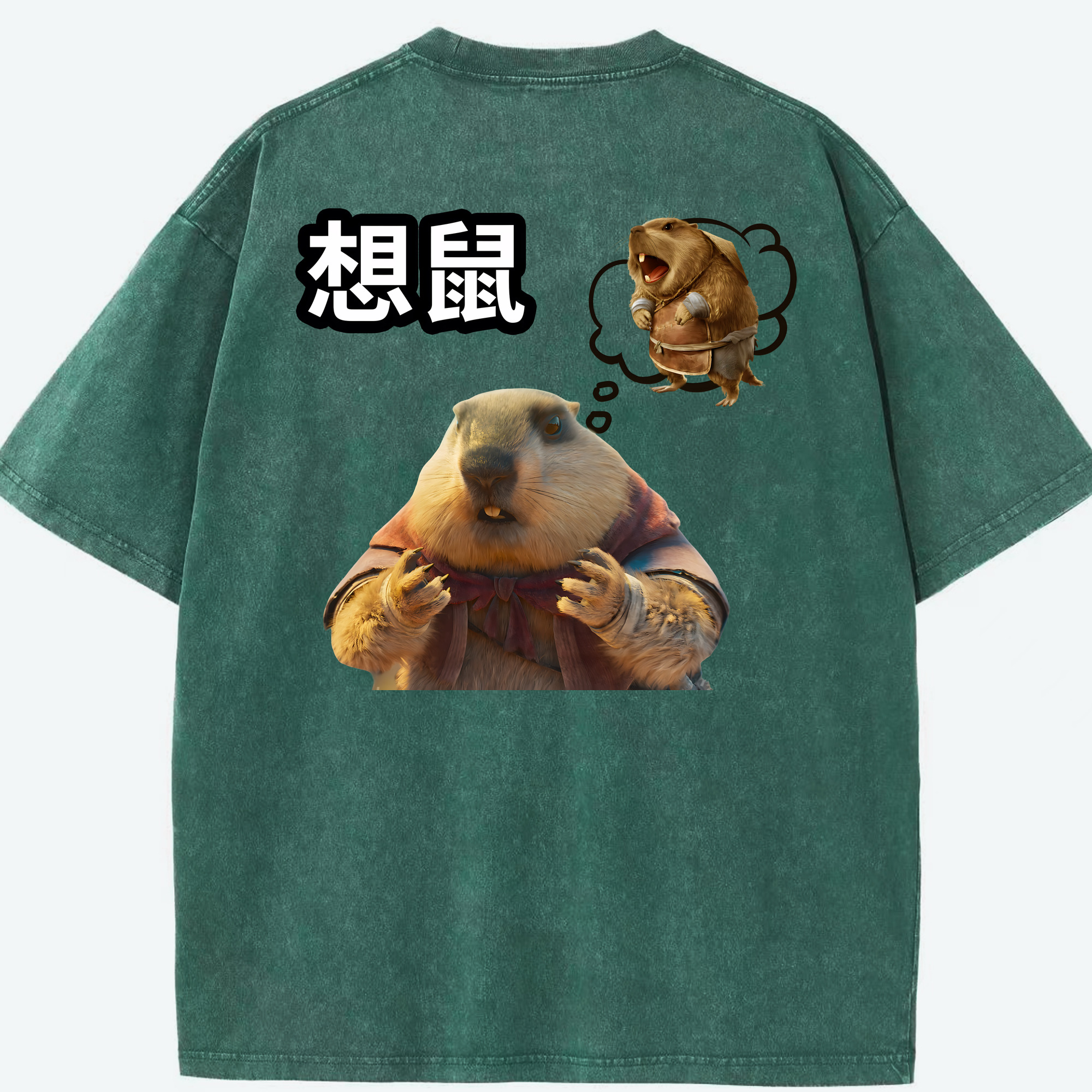 （画像用） Ne Zha 2 ナタ 魔童の大暴れ 綿100% ヴィンテージ風 半袖Tシャツ（背面プリント）